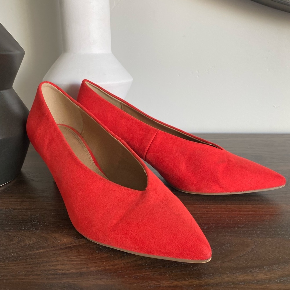 ASOS Strike Faux Suede Mid Heels in Red US Size 7